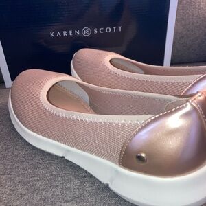 Karen Scott Women's 8 Blush and Metallic Slip-On Sneakers w/ sparkle in material